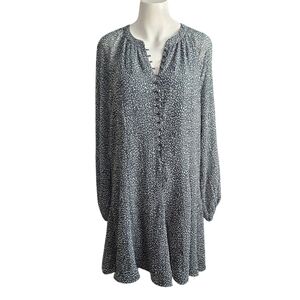 Joie Balloon Sleeve Mini Dress Size LG Green Animal Print Chiffon Retro 90s NWT